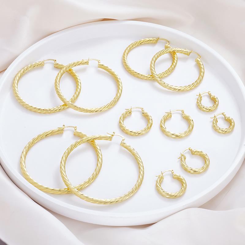 Twisted Cable Large Gold & Silver Hoop Earrings - European Style, Fashionable for Women