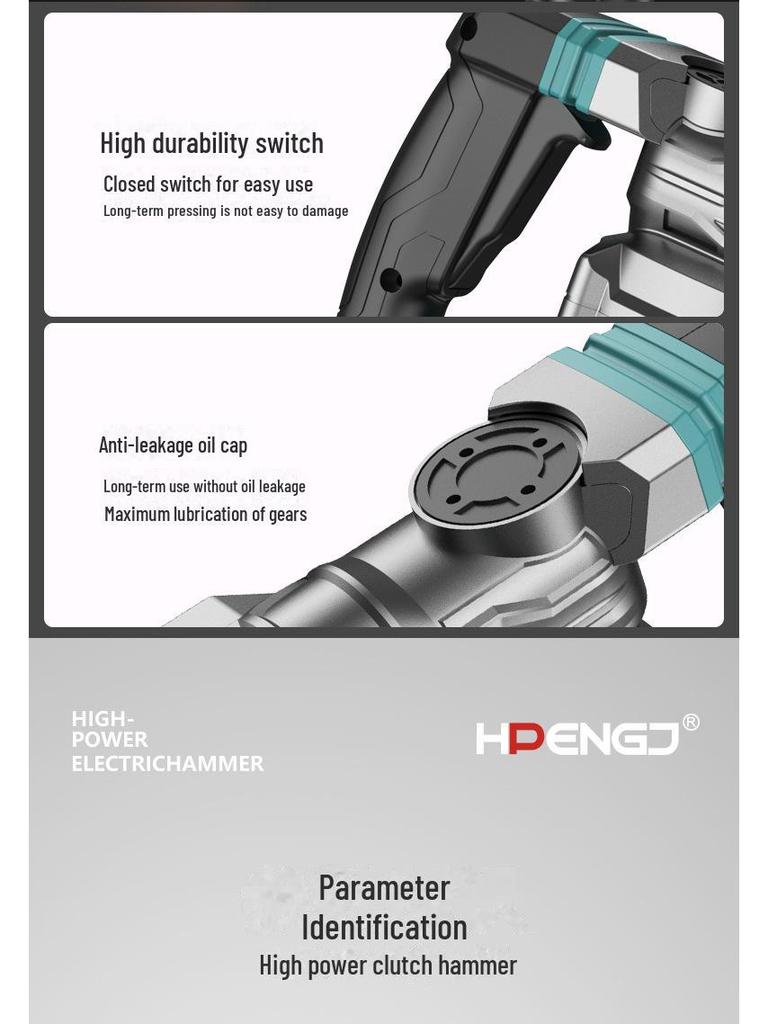 Taladro y martillo de impacto eléctrico multifunción de alta potencia para hormigón y uso doméstico.