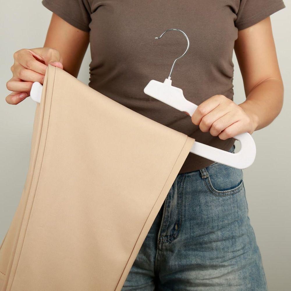 10PCS White Clothes Hanger Slim Design Velvet Hangers Trouser Hanger  Closet Organization