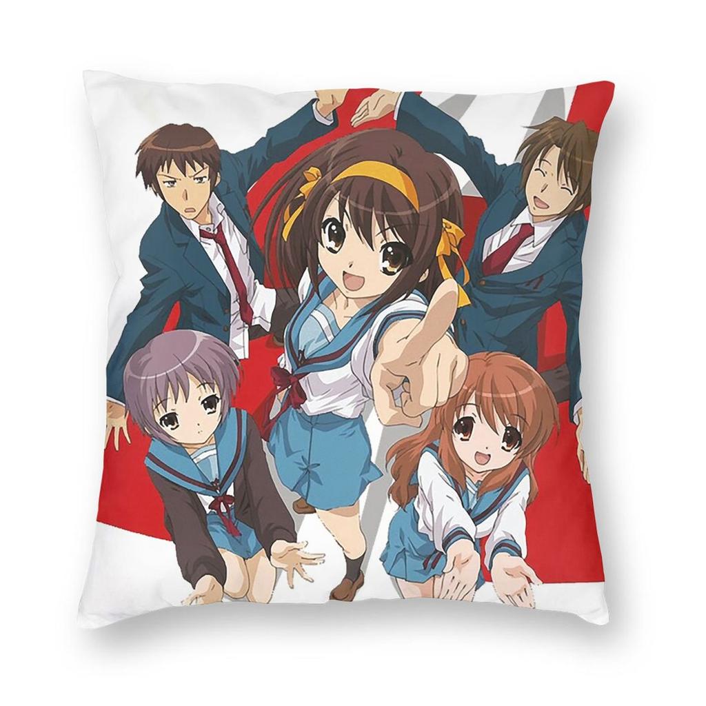 The Melancholy Of Haruhi Suzumiya Anime Square Pillowcase Pillow Cover Cushion Throw Pillow for Home Sofa Living Room