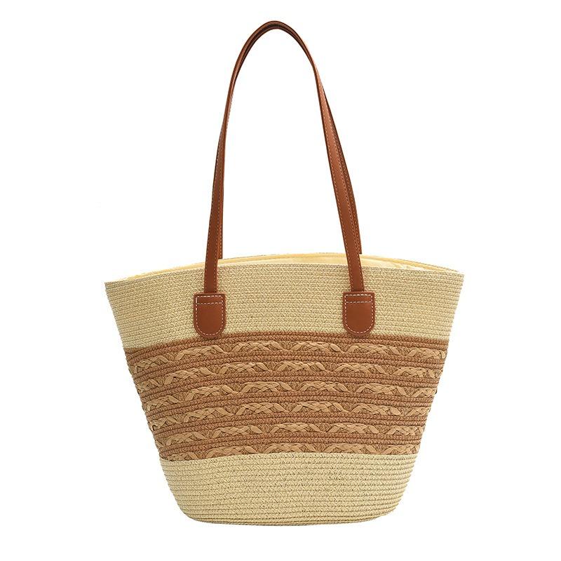 New beach seaside outdoor vacation large capacity shoulder bag woven bag wide shoulder strap