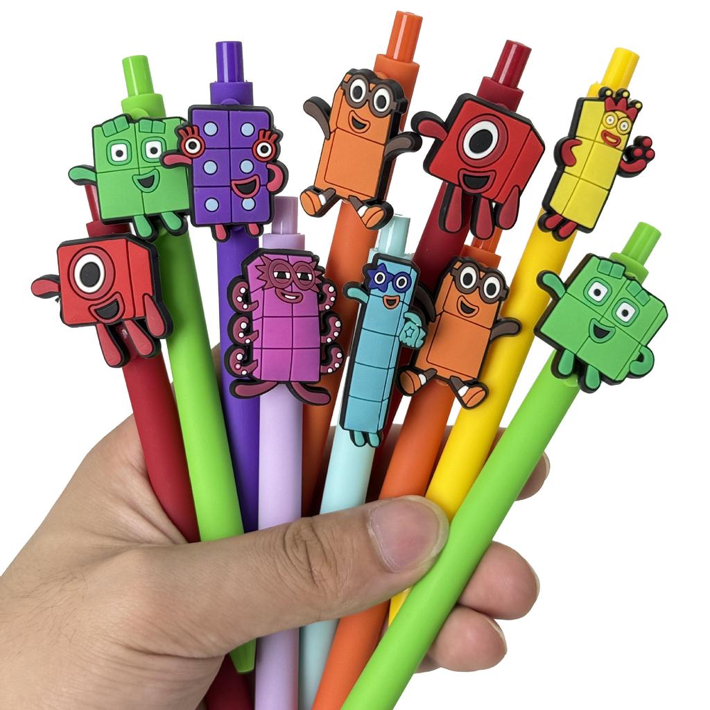 12 Stück Baustein-förmiger Kugelschreiber, Niedlicher Zahlen-Baustein-Stift, mit Schwarzer Tinte, Lustiges Kreatives Schreibwerkzeug, Neuartige Schreibware für Schüler,