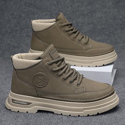 2025 Winter New Martin Boots Men's High-top British Style Retro Leather Shoes Casual Trend Classic Tooling Boots