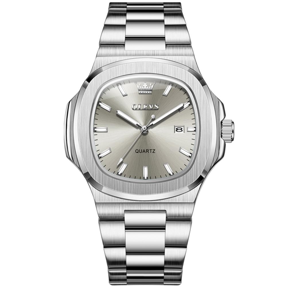 

Мужские кварцевые часы OLEVS, Дизайн в стиле Navy, Нержавеющая сталь, Водонепроницаемые, Отображение даты, Календарь, Люминесцентные, Популярный, Стильный бренд, Серый