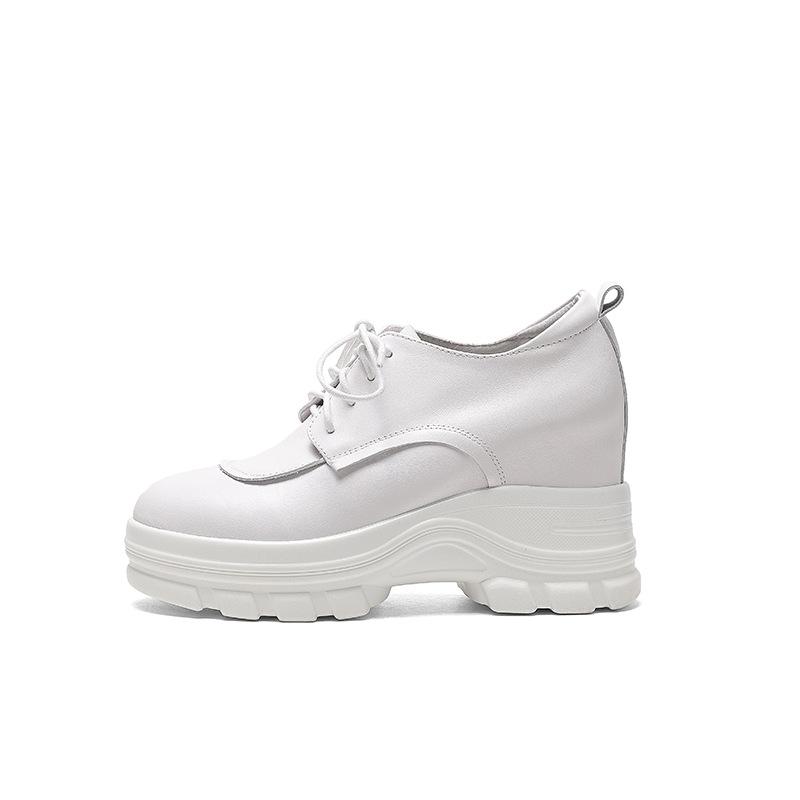 Korean version of thick heel inner heel heel small leather shoes 2025 spring new round head muffin thick sole waterproof table single shoes women