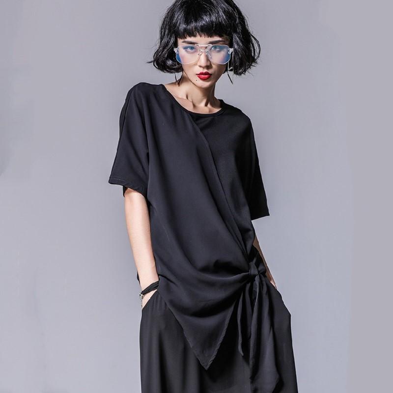 Short sleeve oversized Black modal vintage Casual loose summer t shirt tops Women t-shirt
