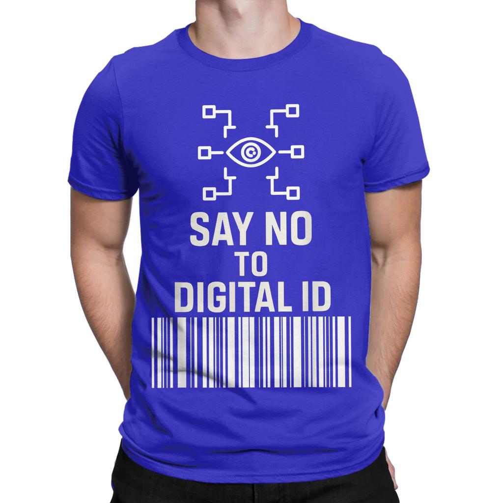 Say No To Digital Id British T-Shirt Men BritCard Protest Privacy Cotton Tee Shirt Crewneck Short Sleeve T Shirt Gift Clothing