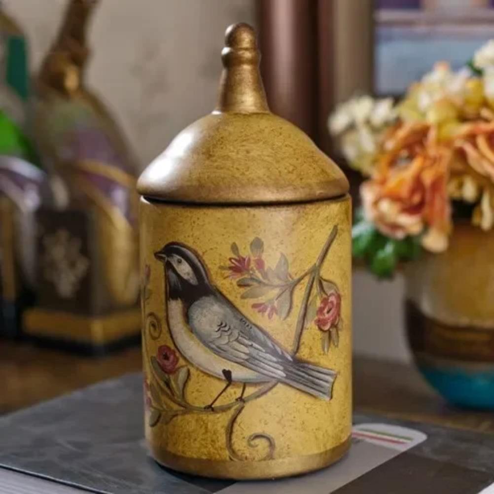 Vintage Ceramic Storage Jars Kitchen Sugar Jar Tea Can Enamel Moisture-proof Tea Jar Storage Jar, Antique Household Ornament