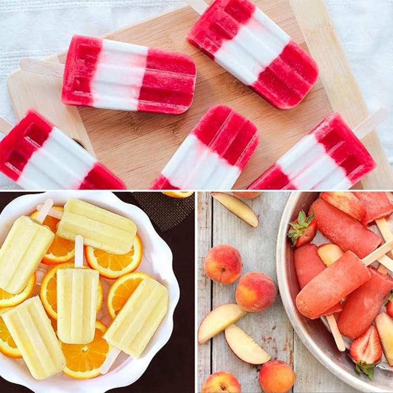 100/350PCS Cream Wooden Sticks for Ice Cream Bars New Summer Sales Mini Silicone Ice Cream Popsicle Mold Kitchen Accessories