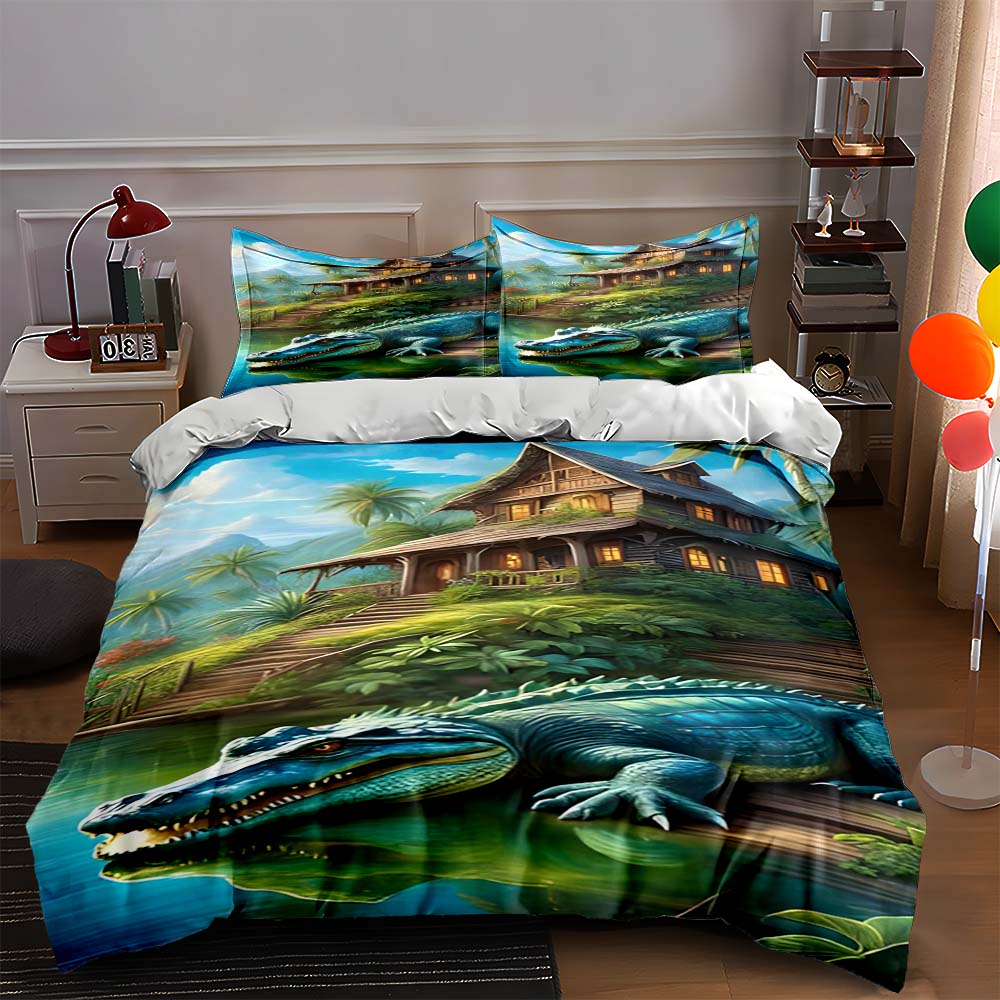 

Tropical house alligator. Bedding Duvet cover sets Duvet covers Pillowcases gifts (1 * Duvet Cover 2 * Pillowcases, without duvet insert) 135x200cm