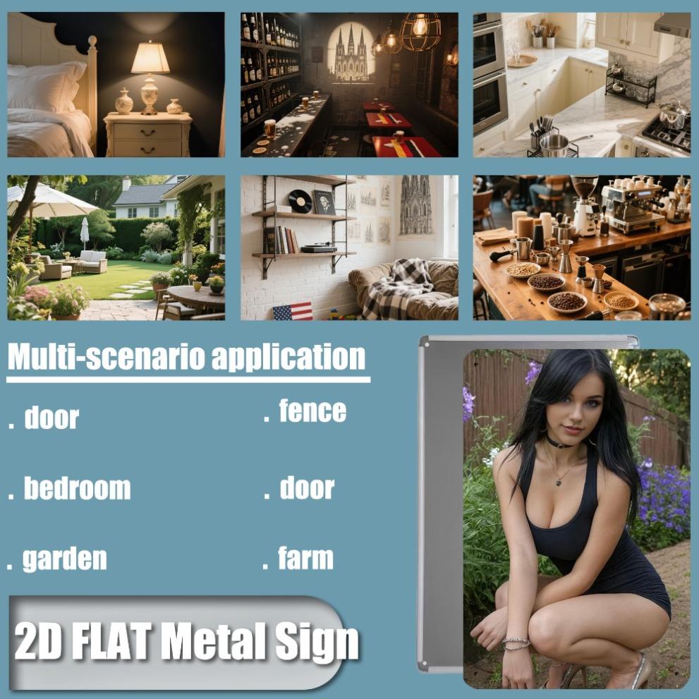 Vintage Black Dress Garden Metal Wall Art - 8x12 Inch Iron Poster 1950s Decor for Man Cave Bar Studio Office