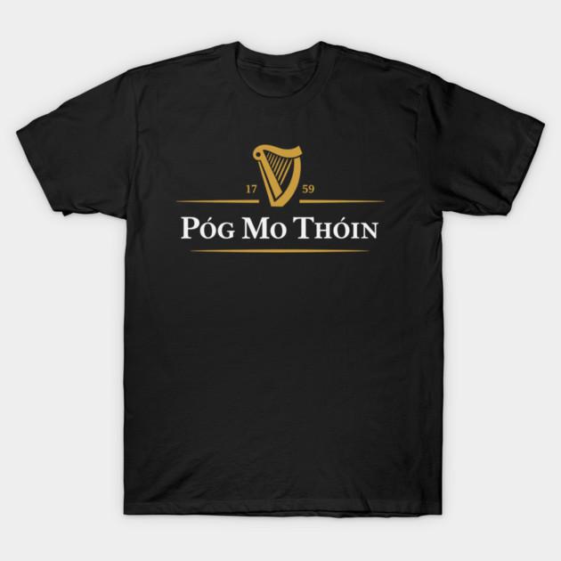 Asian Size Men Black Print T-shirt Póg Mo Thóin Funny Pog Mo Thoin Irish St Patricks Day No-Cut Print Cotton Tshirt M чёрный