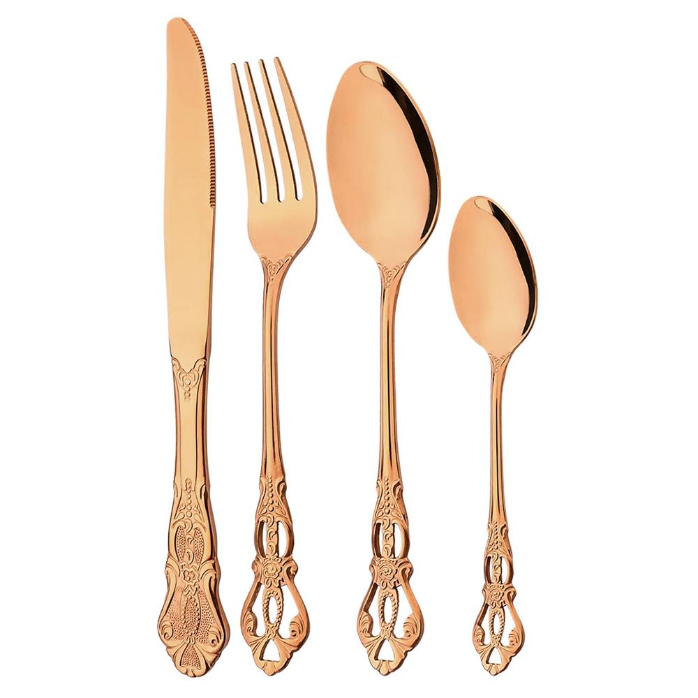4-teiliges Luxus Royal Besteckset, Edelstahl Besteckset Service für 1, Spülmaschinenfest
