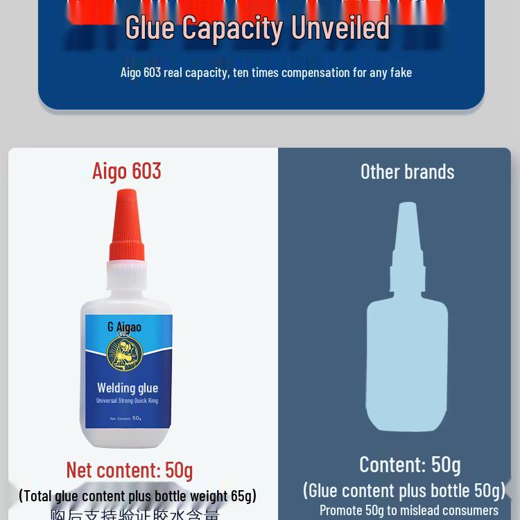Aigao 603 Universalkleber Super: Starker, Schneller, Wasserdichter Kleber für Metall, Kunststoff, Keramik, Holz, Eisen.