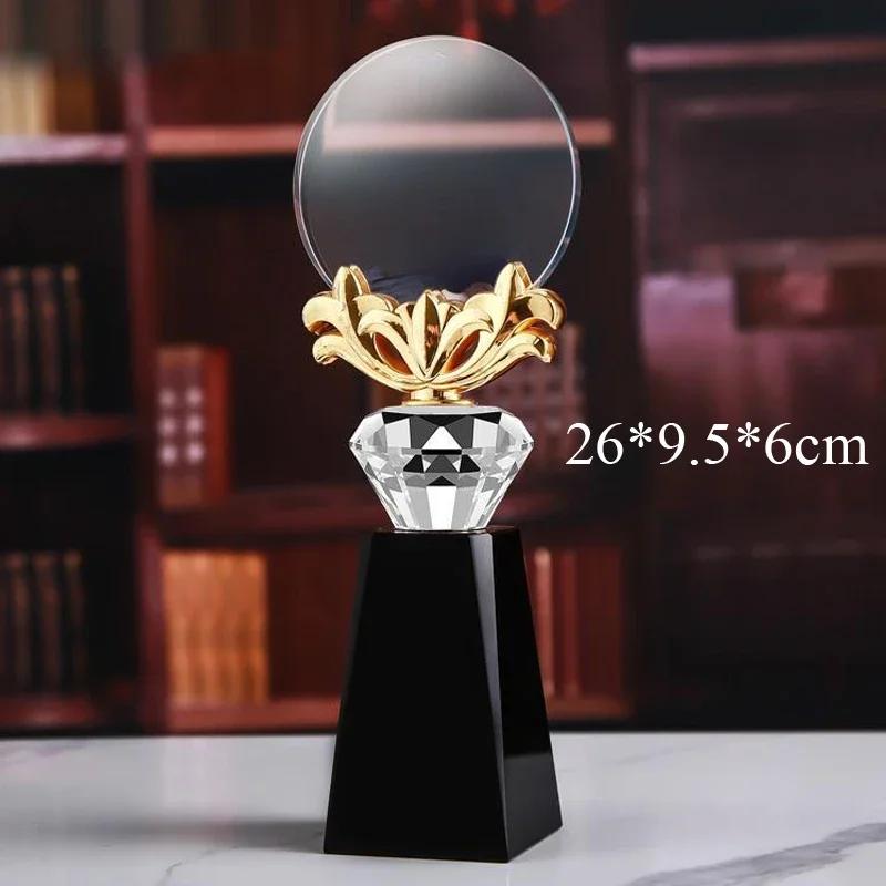 Customized Portrait Photo Color Printing Crystal Trophy Enterprise Excellent Employee Home Decor Award Honor Lettering Medal 1Pc