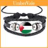 Stylish Gemstone Leather Wristband With Palestinian Flag Pattern Wholesale Fashion Jewelry