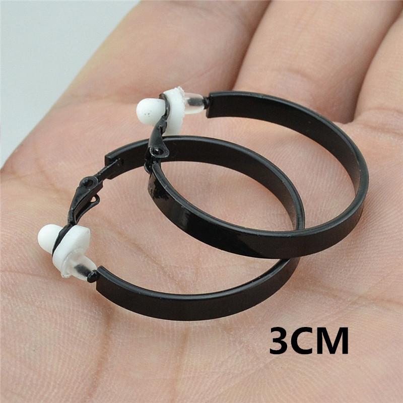 Women's Versatile Large Hoop Earrings - Trendy Personality In Black, Gold, Silver; Non-Piercing Ear Clips for Nightclubs