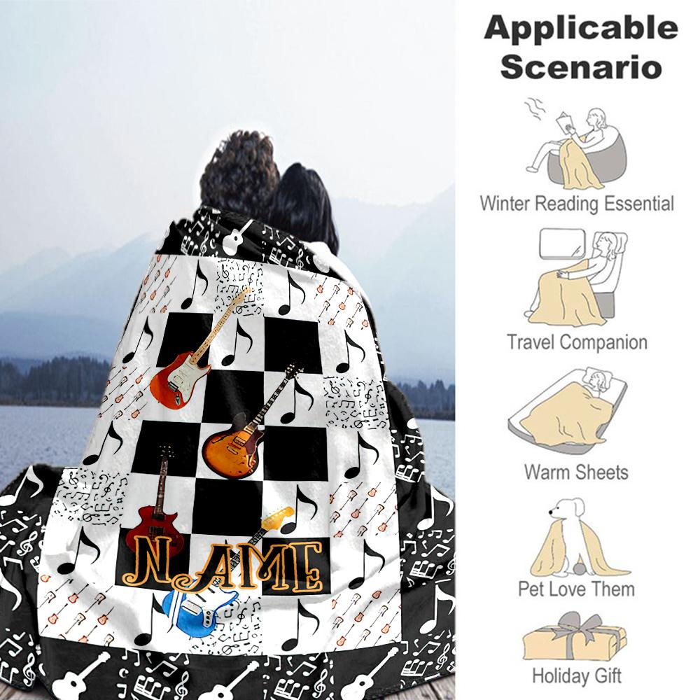 Guitar565 Personalized Name Blanket Lightweight Personalized Blanket Warmthful Decor Suitable for Home Decor Chair Office Chair Living Room