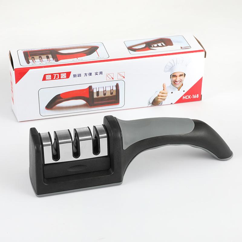 Dreistufiger Messerschärfer, Haushalts-Wolframstahl-Schärfwerkzeug, schnelles Schärfen von Scheren, Schleifstein