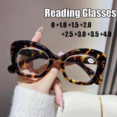 Vintage Square Large Frame Reading Eyewear for Women Men Ultra-light Far Sight Eyewear Fashion Prescription Eyeglasses