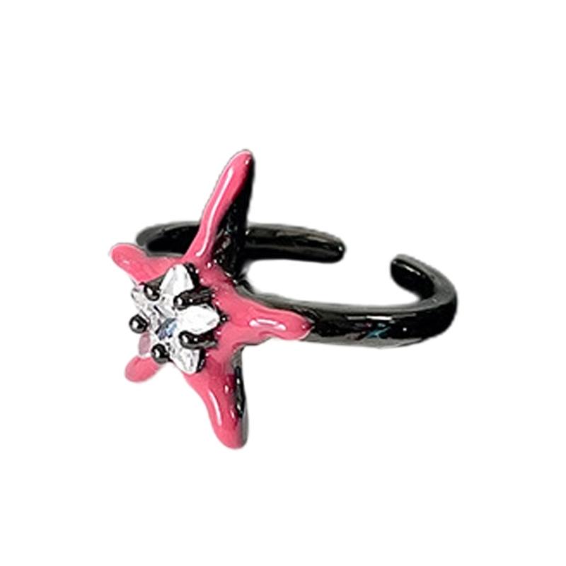 Fashion Y2K Open Rings Punk Finger Bands Rings Adjustable Colorful Five Point Stars Knuckles Rings Statement Jewelry