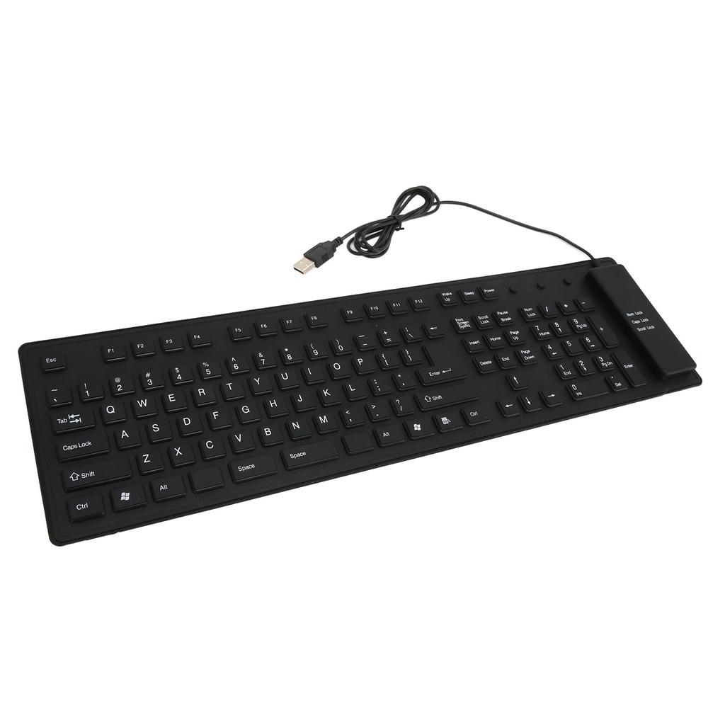 109 Keys Foldable Silicone Keyboard Quiet Waterproof Dustproof USB Wired Flexible Keyboard for Desktop Laptop
