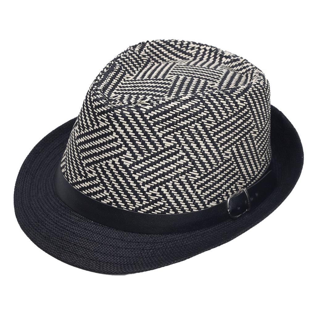 Linen Top Hat Men's Jazz Hat Sun Protection Elderly Man Curled Vintage Panama Straw Hat British Sun Hat