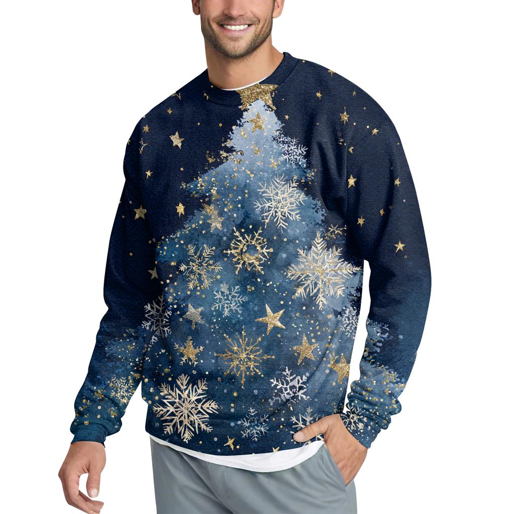 Men's Casual Fashion Printed Round Neck Pullover Sweatshirt