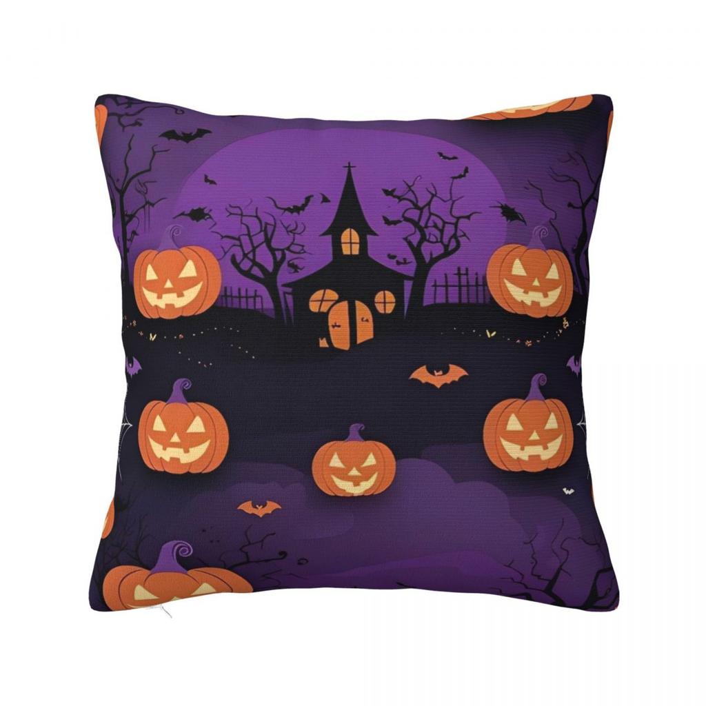 Pillow Case Halloween Themed Square Pillow Cover Retro Trendy Cushion Cover Pattern Pillowcases For Sofa Car Home Decor