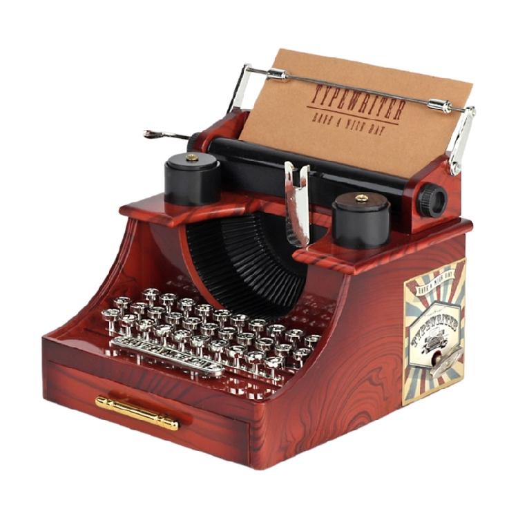 Classical Typewriter Shape Music Box Plastic Wind Up Ornament Plays Clear Melodies for Decorative and Gift Giving