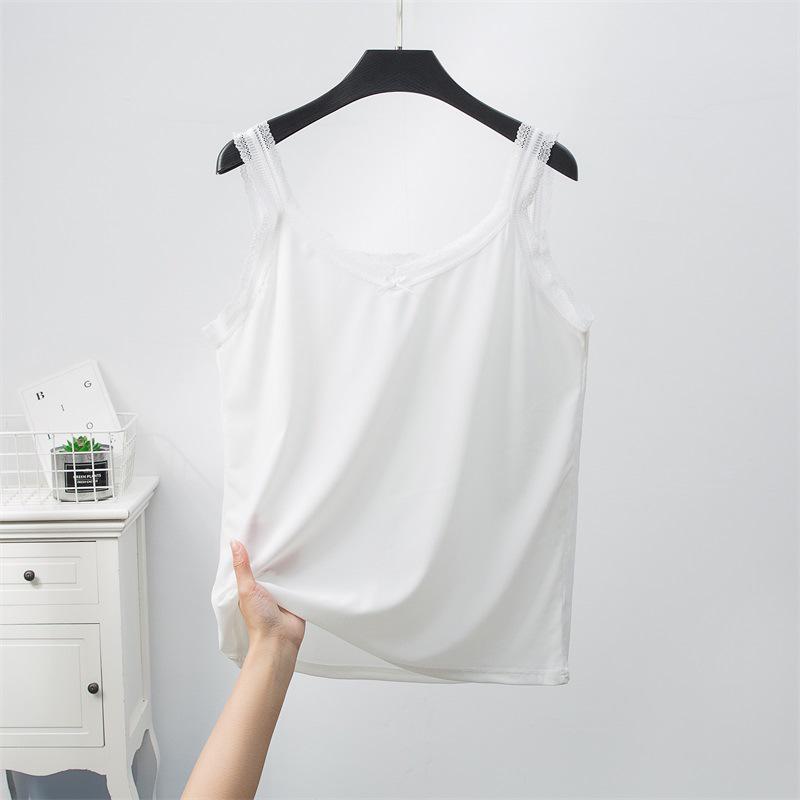 

Женский летний жилет без рукавов из ледяного шелка с кружевной отделкой One Size