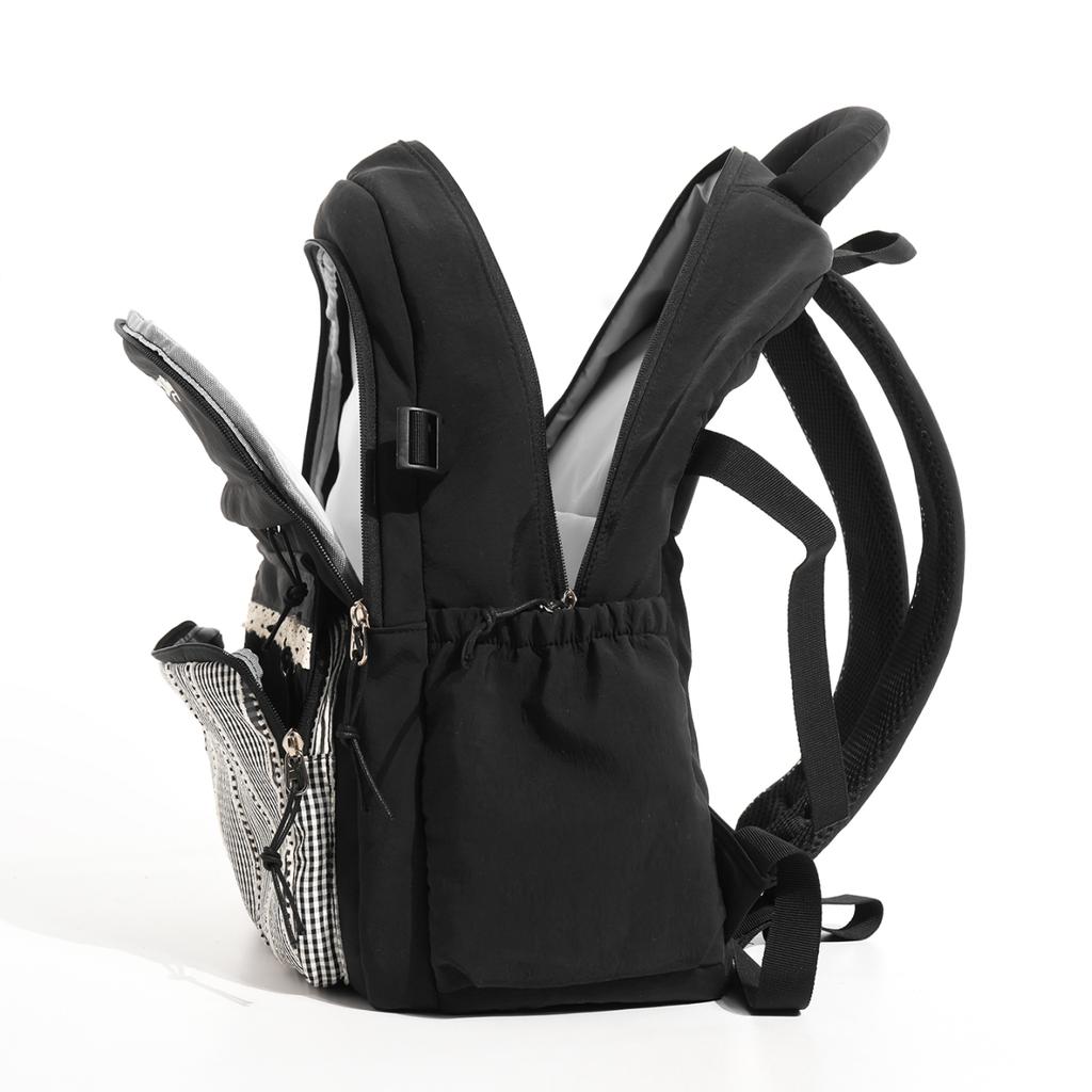 Casual Large Capacity Lightweight Patchwork Backpack for Girls Student School Bag Leisure College Style Double Shoulder Bag