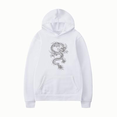 Herbst und Winter Drachen-Print Herren-Hoodie Vintage Unisex Pullover Herren Vintage Grafik Kapuzenpullover Tops Übergröße Streetwear Kleidung