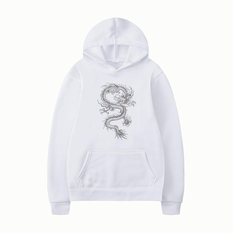 Autumn and Winter Dragon Print Men's Hoodie Vintage Unisex Pullover Men Vintage Graphic Hoody Tops Oversize Streetwear Clothing