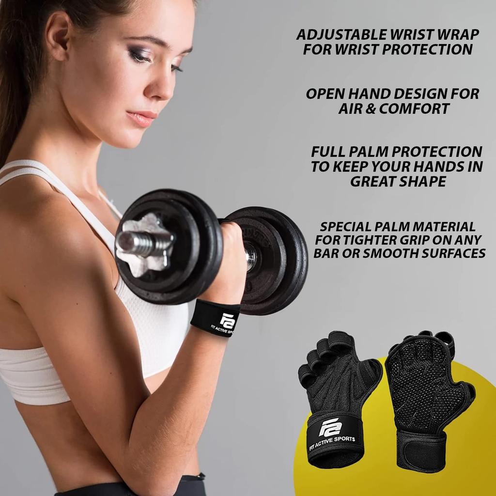 Breathable Weightlifting Gloves with Wrist Strap for Full Palm Protection and Extra Perfect for Cross and Size Built-in Grip, Pull-Ups, Training,
