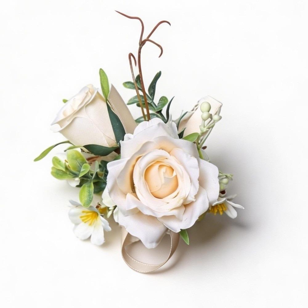 Eleganckie Sztuczne Boutonniere Kwiaty Jedwabne Kwiaty Kwiat na Piersi Pana Broszka z Róży Studniówka