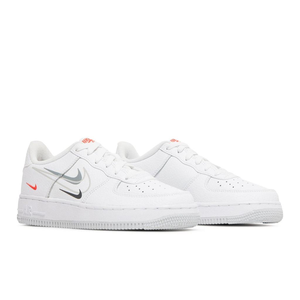Nike Air Force 1 Low Grade School 'Multi-Swoosh' (Unisex) White / Particle Grey / Photon Dust / Bright Crimson Kids' Skateboarding Shoes