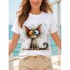 Summer Fashion Women's  Kawaii Animal Stylish Printed Casual Short Sleeve Crew Neck Tees Round Neck Regular