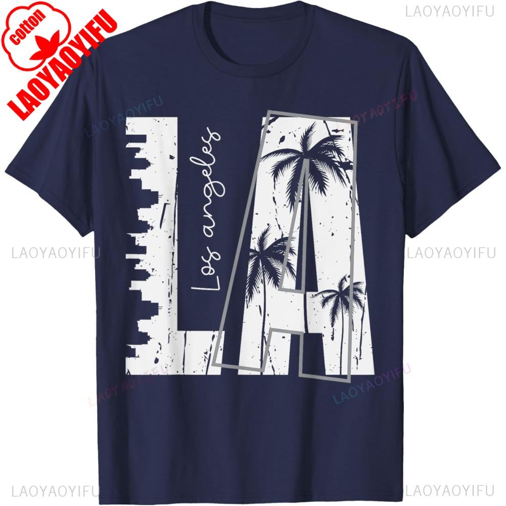 Los Angeles TShirt Cities and Palm Trees Creative Silhouette Tshirt Fashionable Street Wear Shirt Men Women Cotton Tee Tops