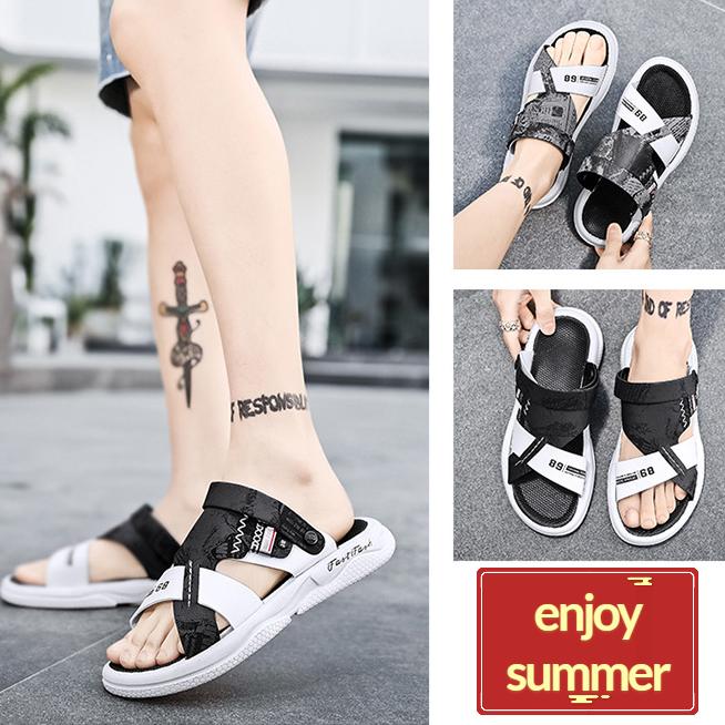 Nové sandály pro pánské letní módní plážové boty Dvojúčelové protiskluzové vnější oblečení Trendové pantofle pro mládež pro volný čas pro muže