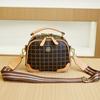 Fashion retro high-end handbag popular women's bag casual commuting versatile small round bag plaid shoulder bag