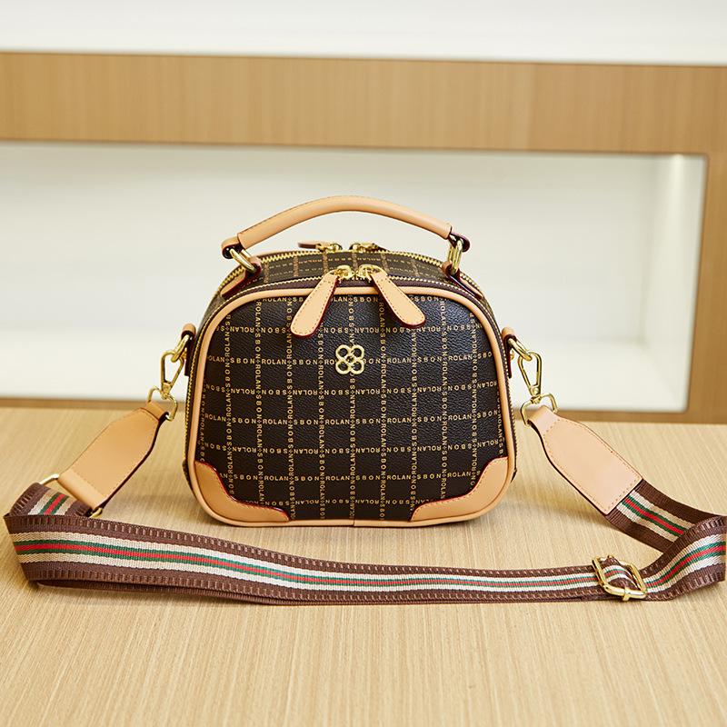 

Fashion retro high-end handbag popular women s bag casual commuting versatile small round bag plaid shoulder bag абрикосовый