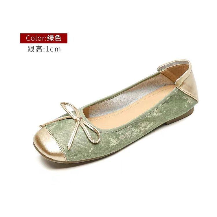 

Французские балетки на плоской подошве женские лето 2025 сказочный стиль новые мягкие однопедальные туфли-яички женская обувь больших размеров 40 зелёный