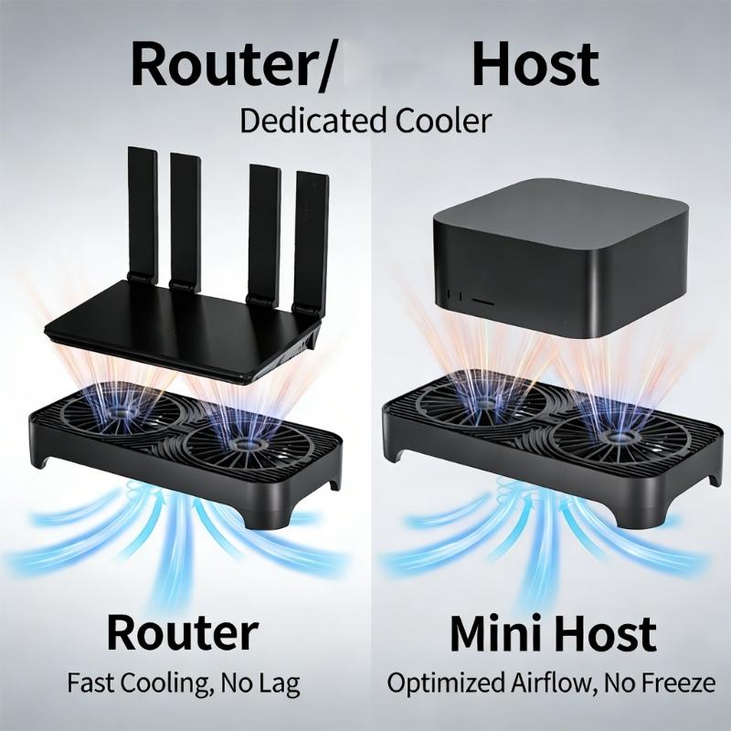 USB Powered Cooling Stand Double Fans Quiet Operation High Airflow Cooling Base for Home and Office
