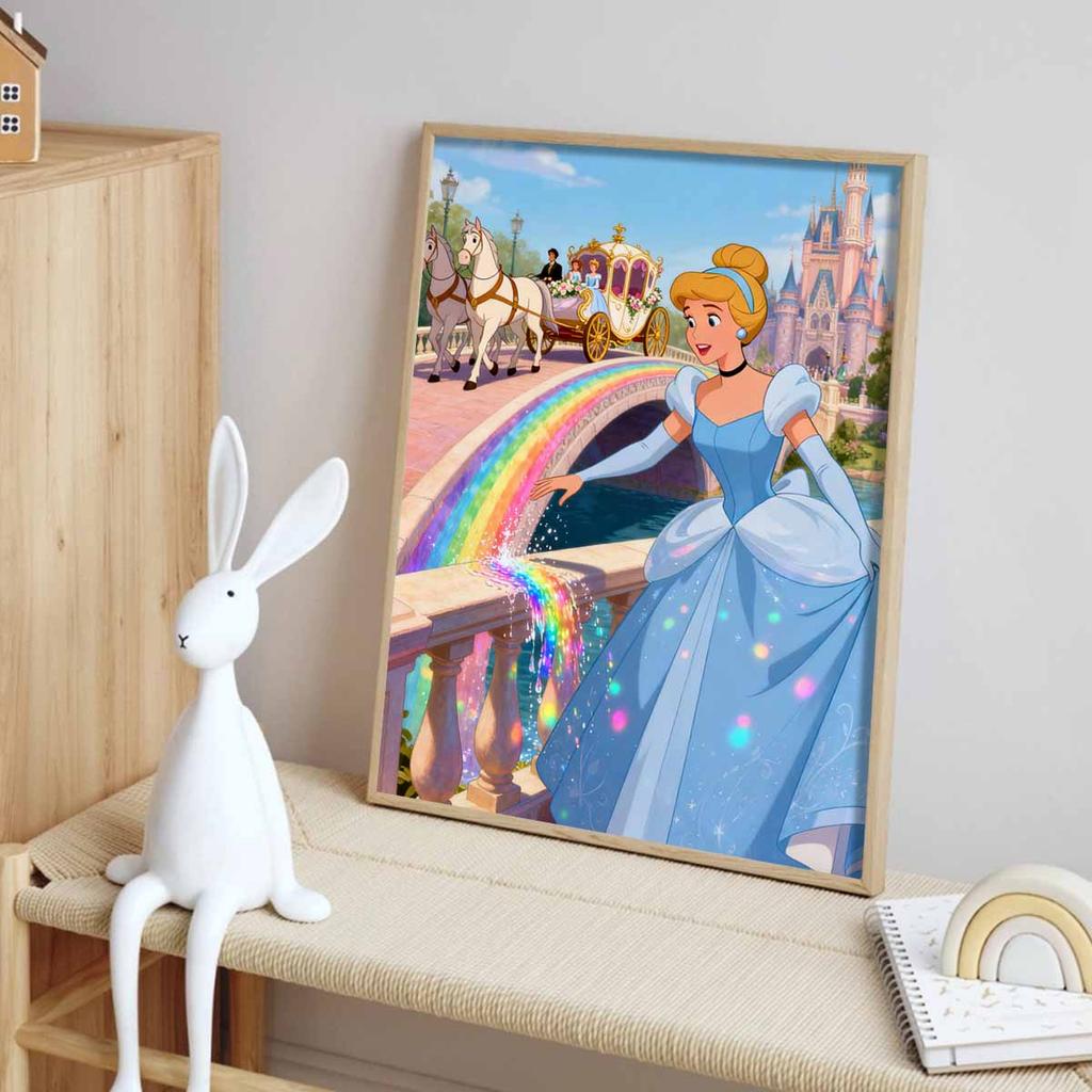 Disney Diamond Painting Kit DIY Round Home Wall Decor Adult Handmade Gift Cinderella Castle Carriage Rainbow Art