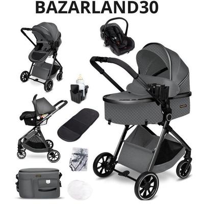 3-in-1 Combi Strollercar Seat,bassinet, Ultra-lightweight (NS. 7 Kg), Rain Cover, Mosquito Net. GREY/SILVER