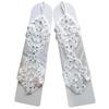 Bridal Wedding Evening Gown Satin Gloves with Rhinestone Flowers for Photo Shoots