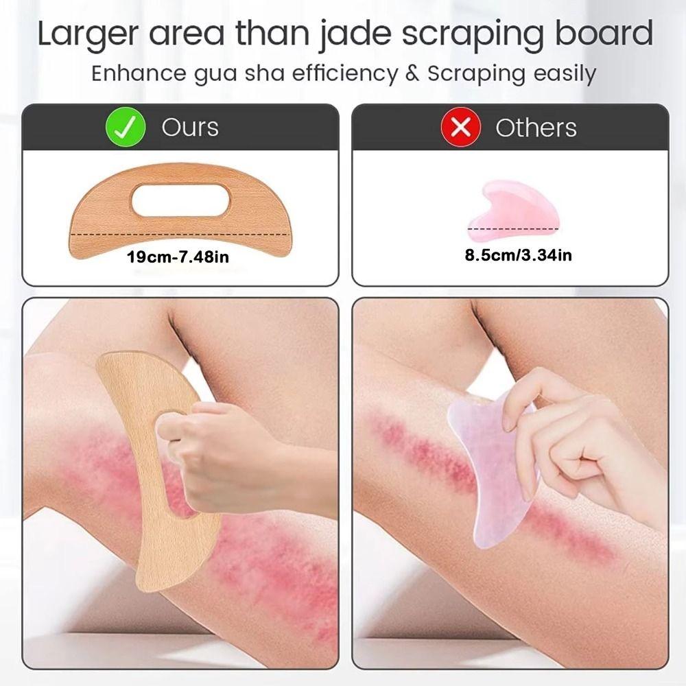 Moon-Shaped Scraping Massage Board Muscle-Pulling Wooden Gua Sha Tool Manual Scraping Therapy Tools for Full Body Massage