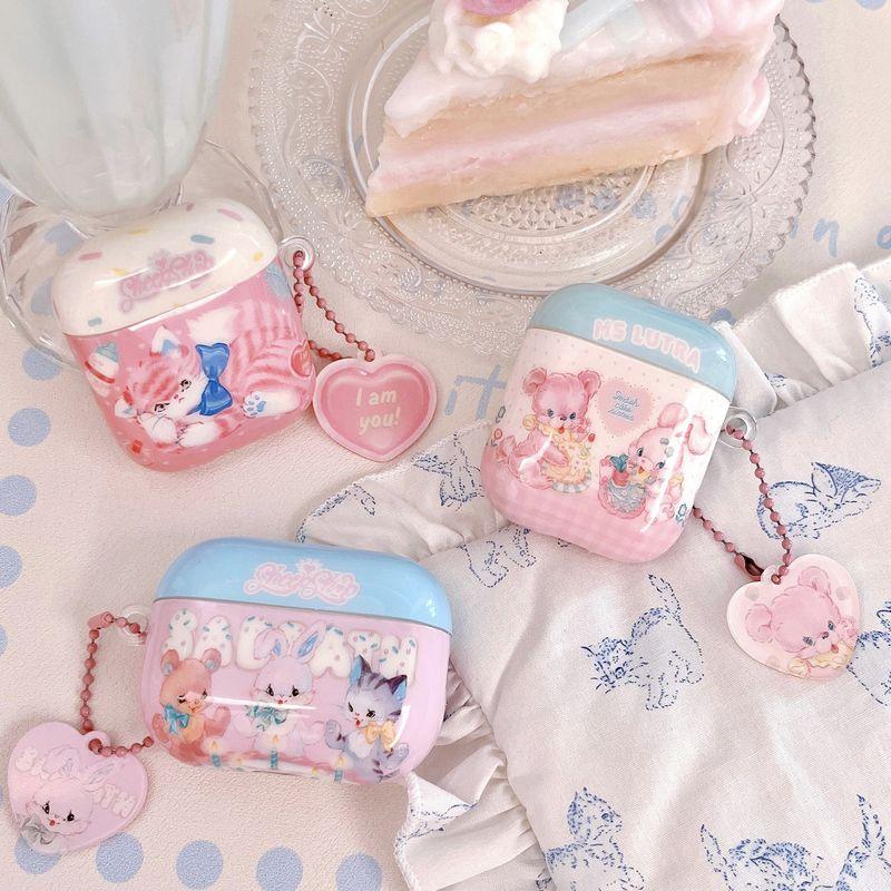 

Earphone Case Protective Case Original Cute Apple Headset AirPods Shell IMD Sheep Store Pro Showa Retro Small Animal Pink Young Adult 1/2/3 Generation Airpods3 generation Cat style