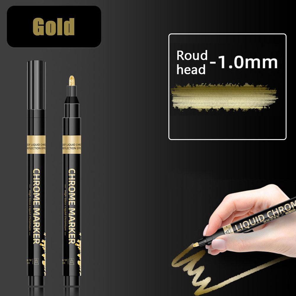 Chrome Mirror Marker Pen 0.7/1/2mm DIY Reflective Art Paint Pen Permanent Color Markers Gold Silver Bronze Marker Car Styling